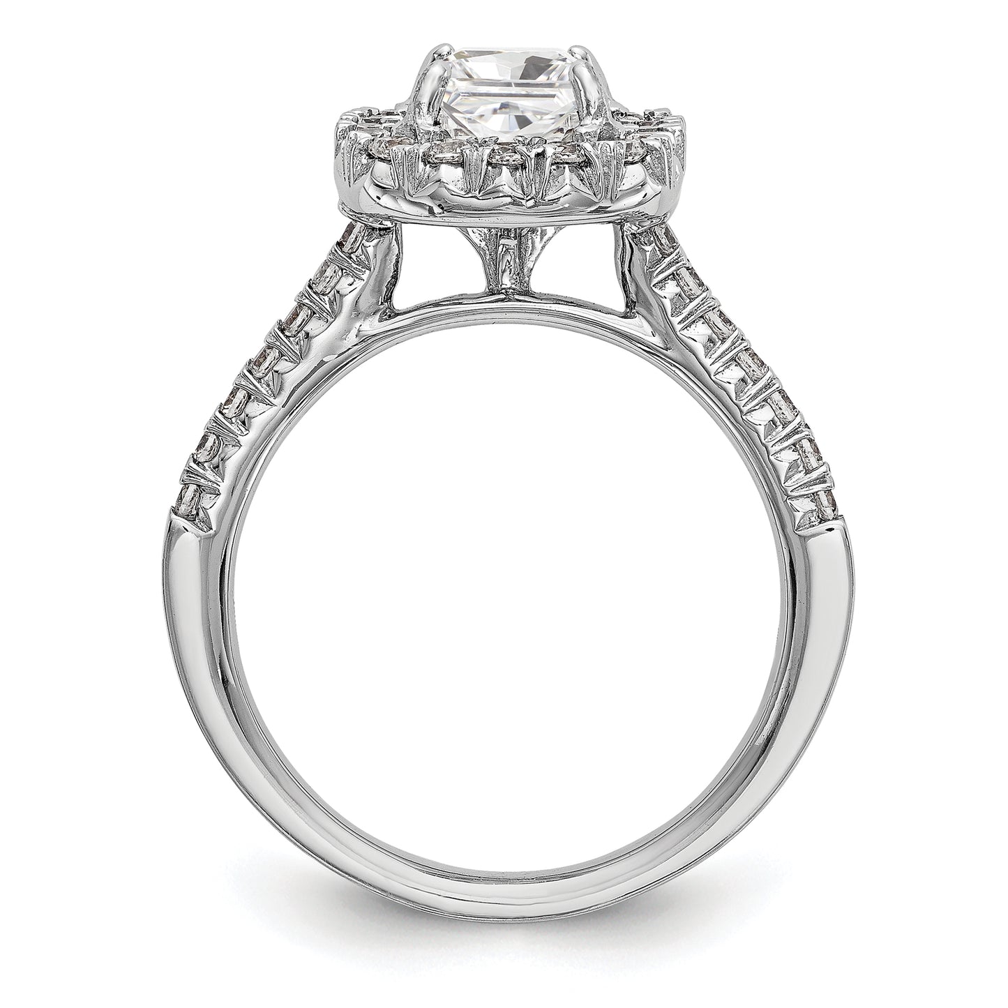 14k White Gold 1/2 Ct. Lab Grown Diamond VS/SI+ G+ 1 Ct. Center Ascher Halo Engagement Ring