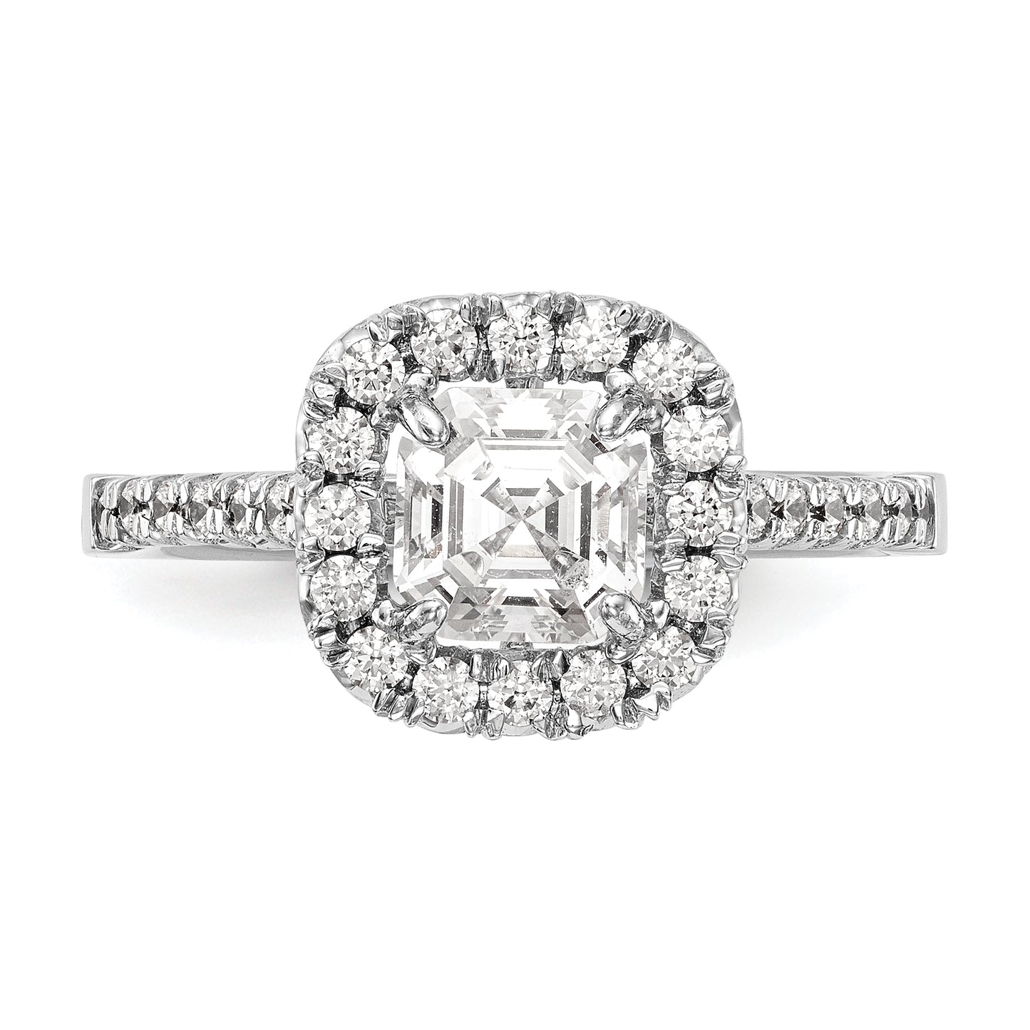 14k White Gold 1/2 Ct. Lab Grown Diamond VS/SI+ G+ 1 Ct. Center Ascher Halo Engagement Ring