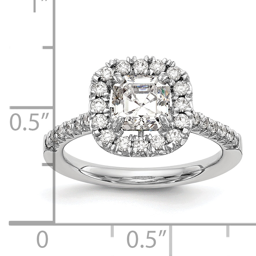 14k White Gold 1/2 Ct. Lab Grown Diamond VS/SI+ G+ 1 Ct. Center Ascher Halo Engagement Ring