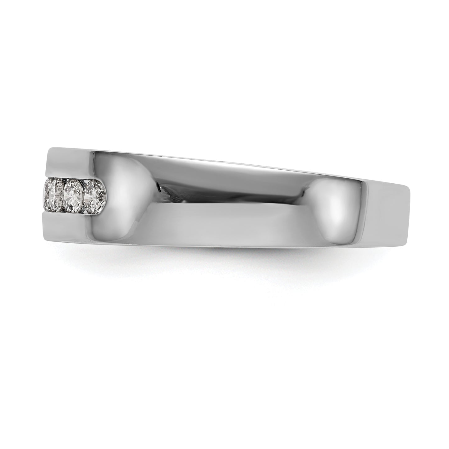 14K White Gold Lab Grown Diamond VS/SI+ G+ 5-Stone Men's Channel Ban