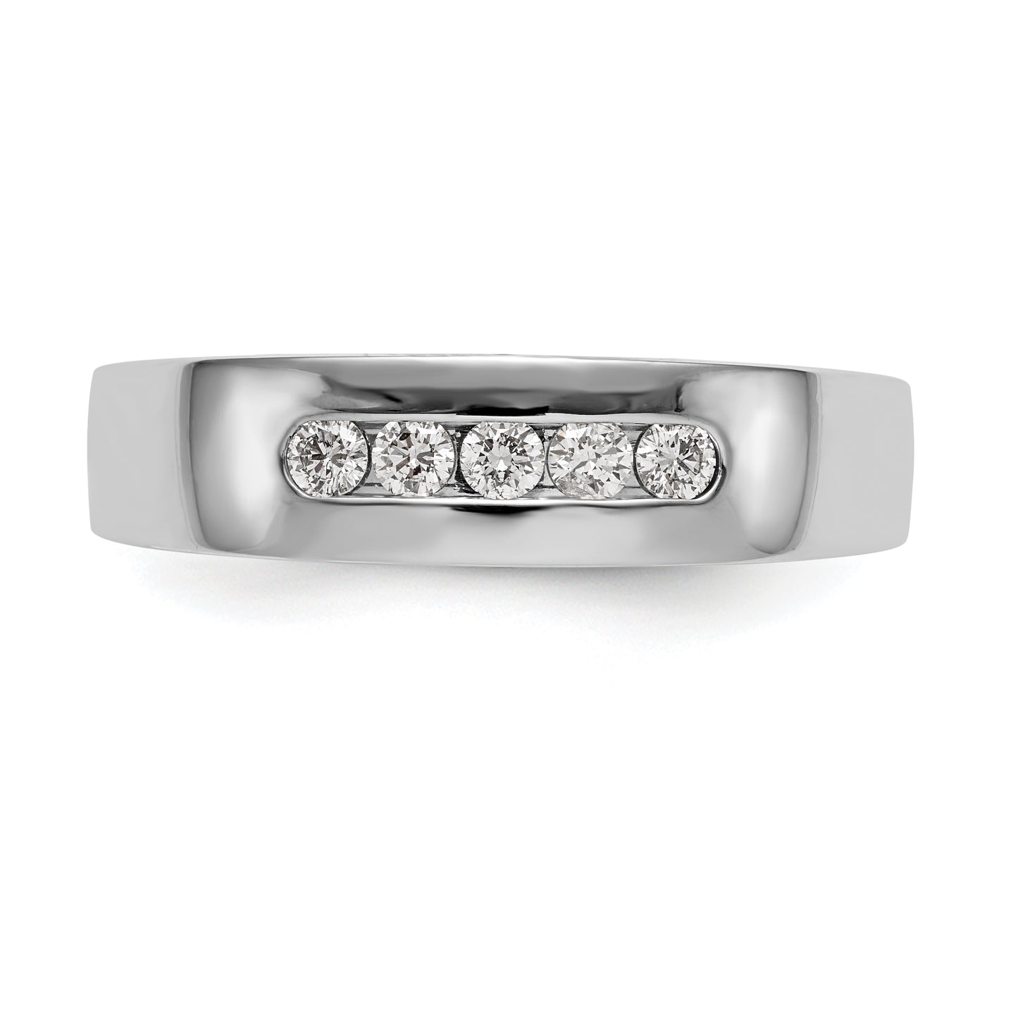 14K White Gold Lab Grown Diamond VS/SI+ G+ 5-Stone Men's Channel Ban