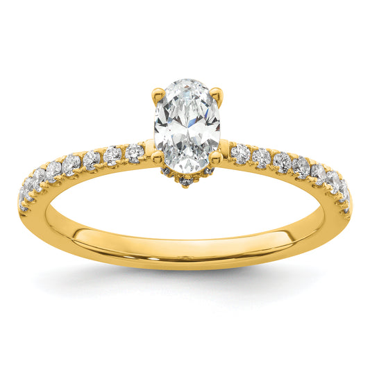 14k Yellow Gold 1/4 Ct. Lab Grown Diamond VS/SI+ G+ 1/2 Ct. center Oval Engagement Ring