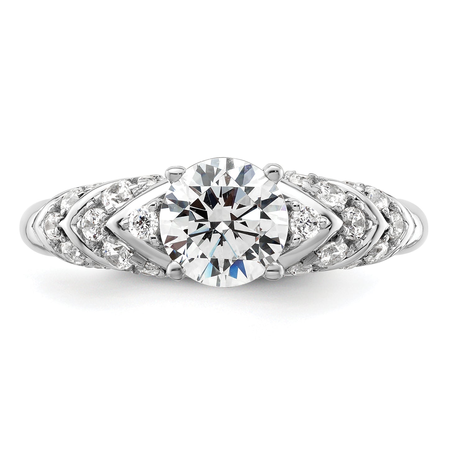 14k White Gold 1/3 Ct. Lab Grown Diamond VS/SI+ G+ 1 Ct. Center Round Shared Prong Engagement Ring