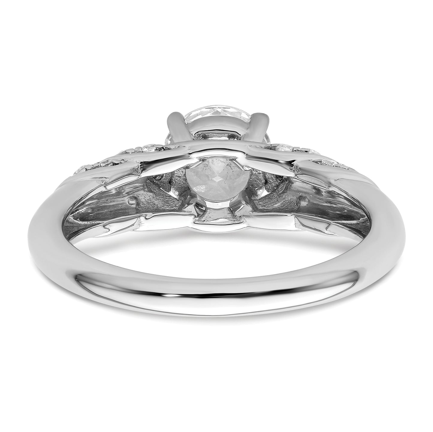 14k White Gold 1/3 Ct. Lab Grown Diamond VS/SI+ G+ 1 Ct. Center Round Shared Prong Engagement Ring