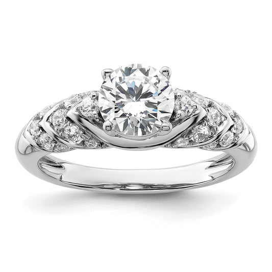 14k White Gold 1/3 Ct. Lab Grown Diamond VS/SI+ G+ 1 Ct. Center Round Shared Prong Engagement Ring