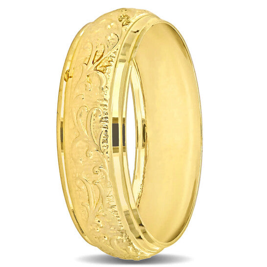 Original Amour Men's 6mm Antique Filigree Wedding Band in 14k Yellow Gold