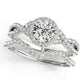 Original Maulijewels 14K Solid White Gold Halo Diamond Engagement Bridal Ring Set with 0.50 Carat diamonds