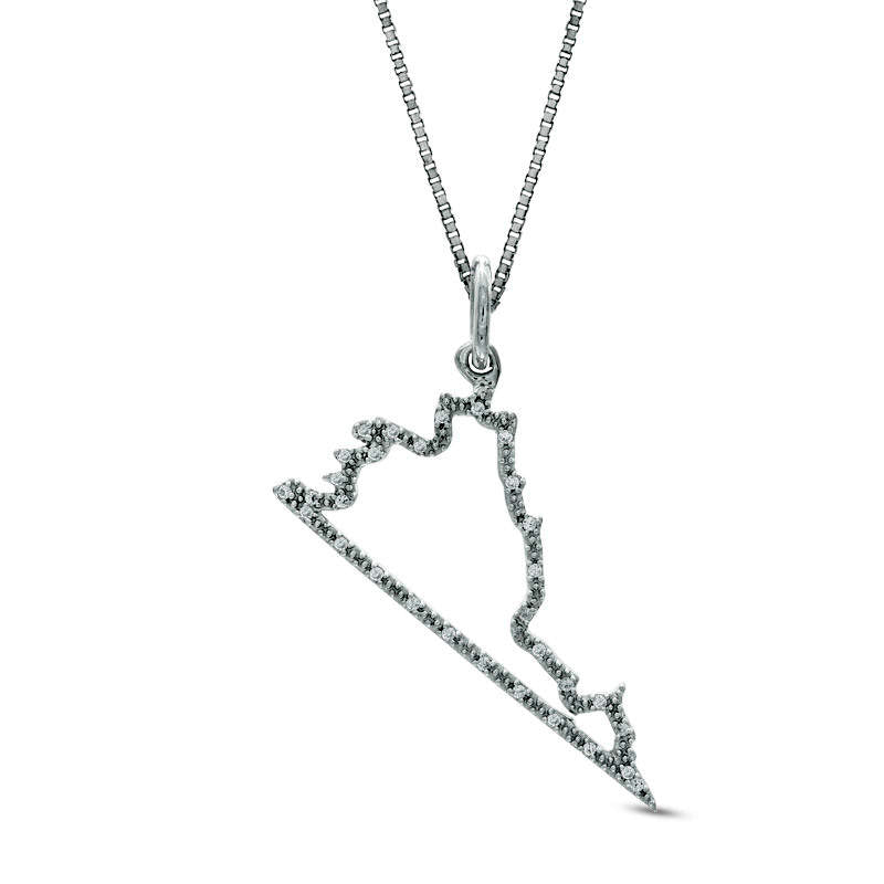 Natural Diamond Accent State of Virginia Outline Pendant in Sterling Silver