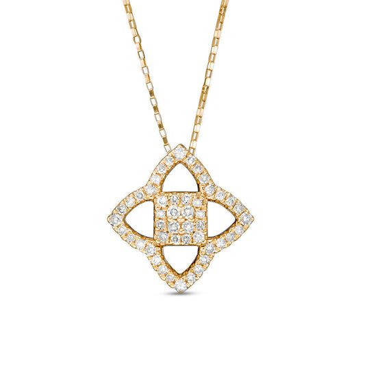 0.2 CT. T.W. Natural Diamond Lotus Pendant in 10K Yellow Gold