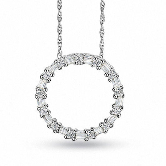 0.2 CT. T.W. Natural Diamond Circle Pendant in 10K White Gold