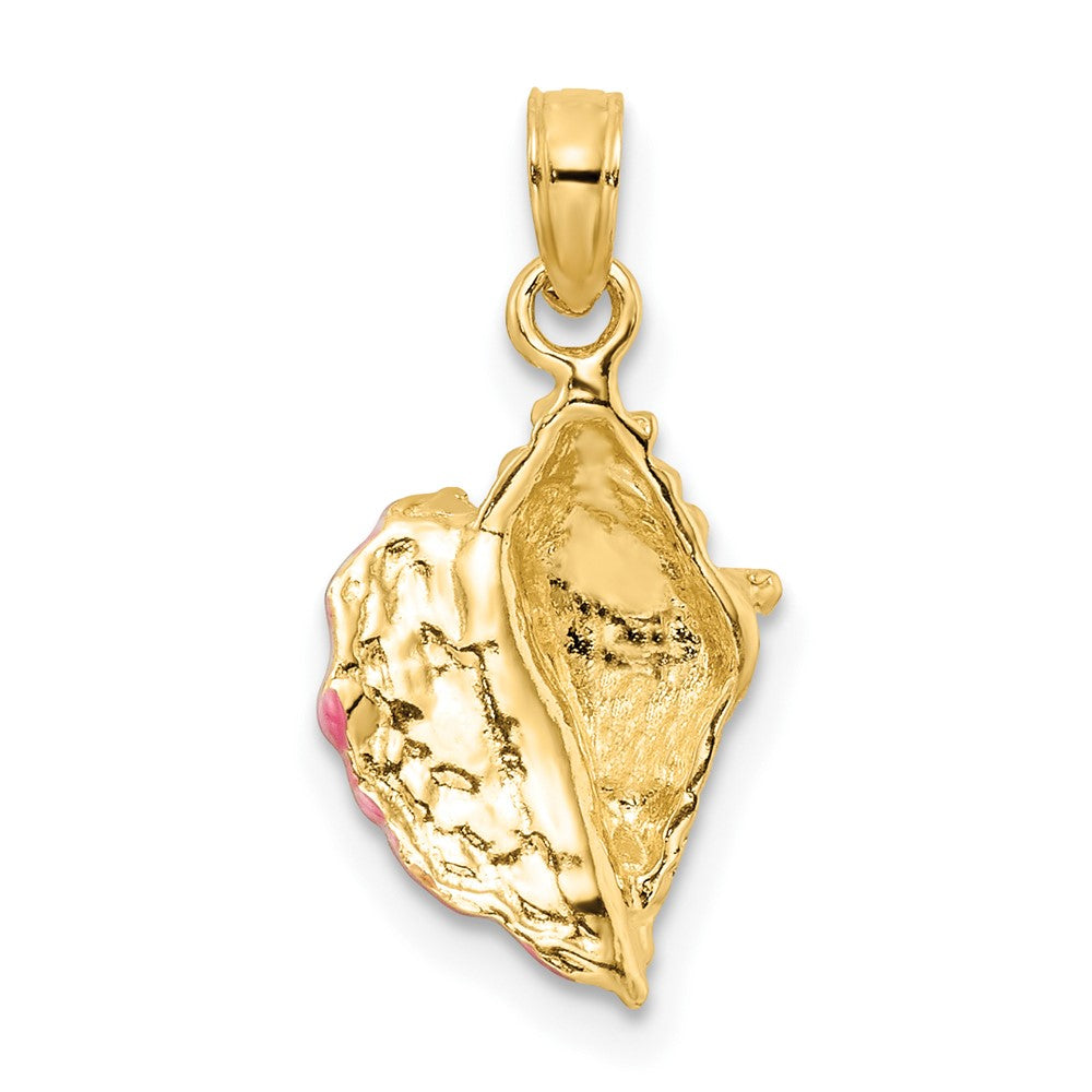 14k Yellow Gold Textured and Enamel Conch Shell Pendant