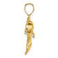 14k Yellow Gold Polished and Textrued Open Mouth Dolphin Charm