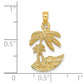 14k Yellow Gold 2-D Palm Trees On Island Charm