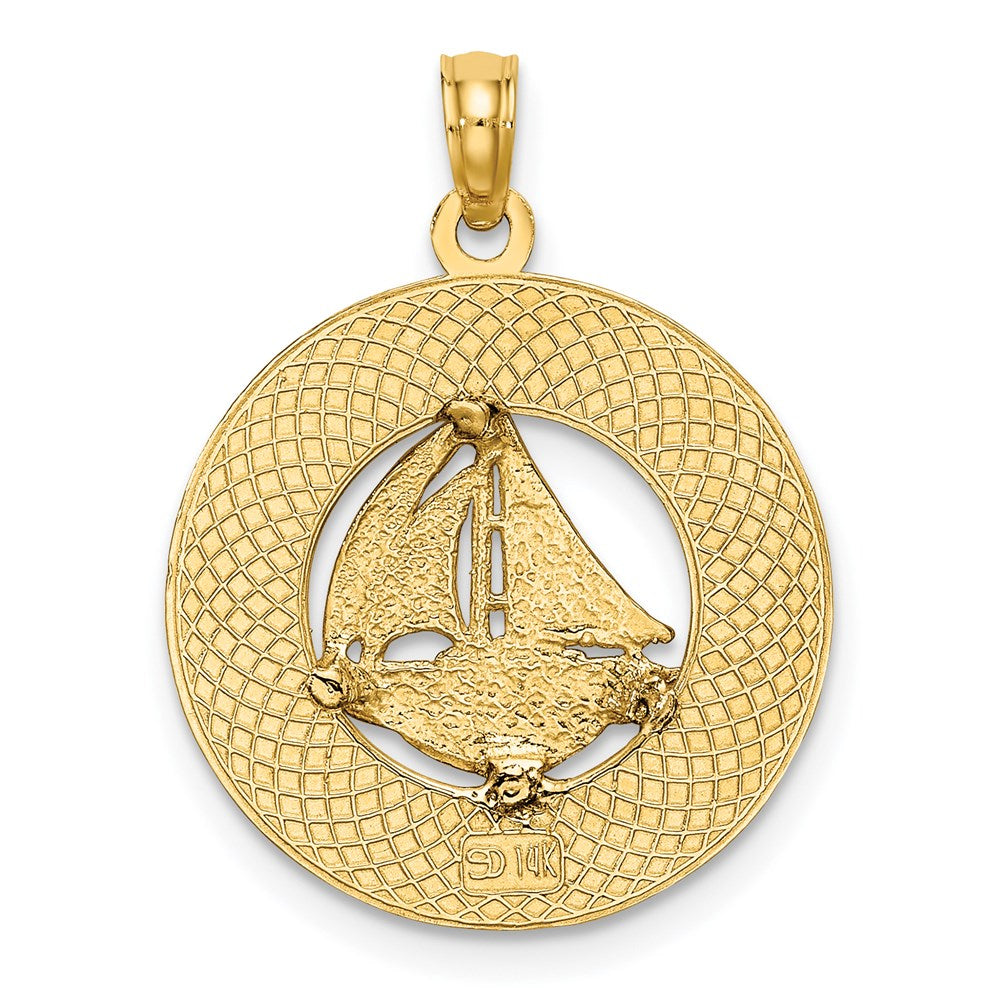 14k Yellow Gold NEWPORT RHODE ISLAND w/ Sailboat Charm