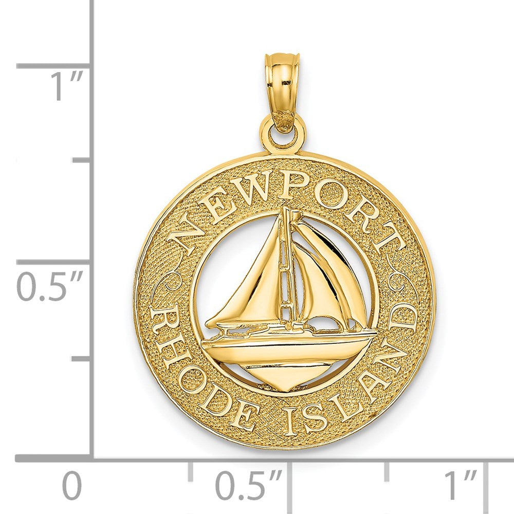 14k Yellow Gold NEWPORT RHODE ISLAND w/ Sailboat Charm