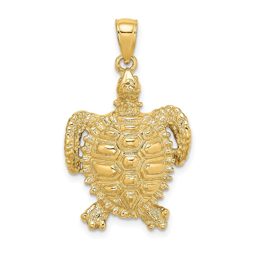 14k Yellow Gold Sea Turtle with Spiny Shell Charm