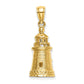 14k Yellow Gold 3-D Brant Point Lighthouse Nantucket Harbor Ma Charm
