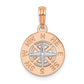 14k White/Rose Gold Rose and White Gold Mini Nautical Compass Pendant