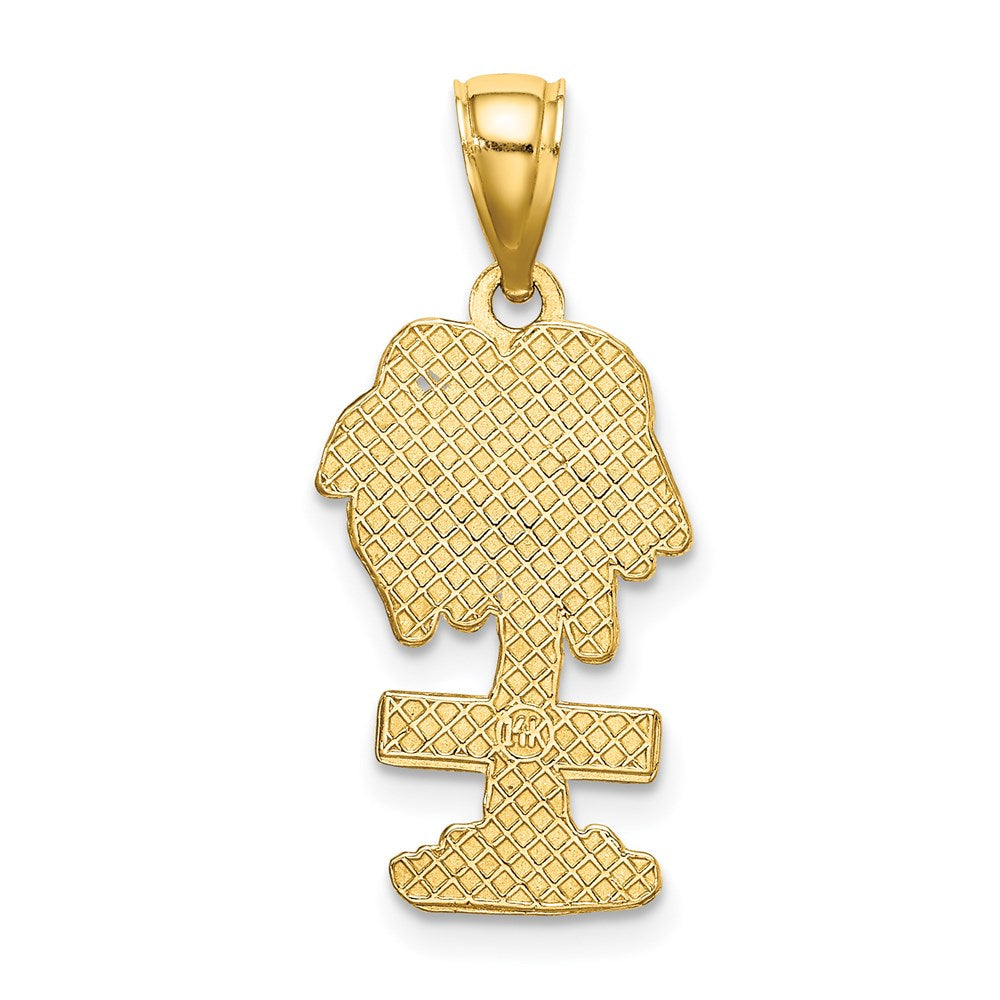 14k Yellow Gold 2-D CURACAO On Palm Tree Charm