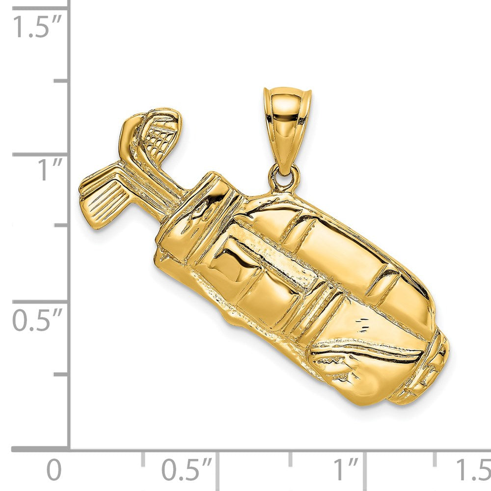 14k Yellow Gold 2-D and Polished Golf Bag Charm