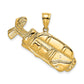 14k Yellow Gold 2-D and Polished Golf Bag Charm