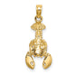 14k Yellow & Rhodium Gold with White Rhodium Moveable Lobster Charm