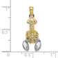 14k Yellow & Rhodium Gold with White Rhodium Moveable Lobster Charm