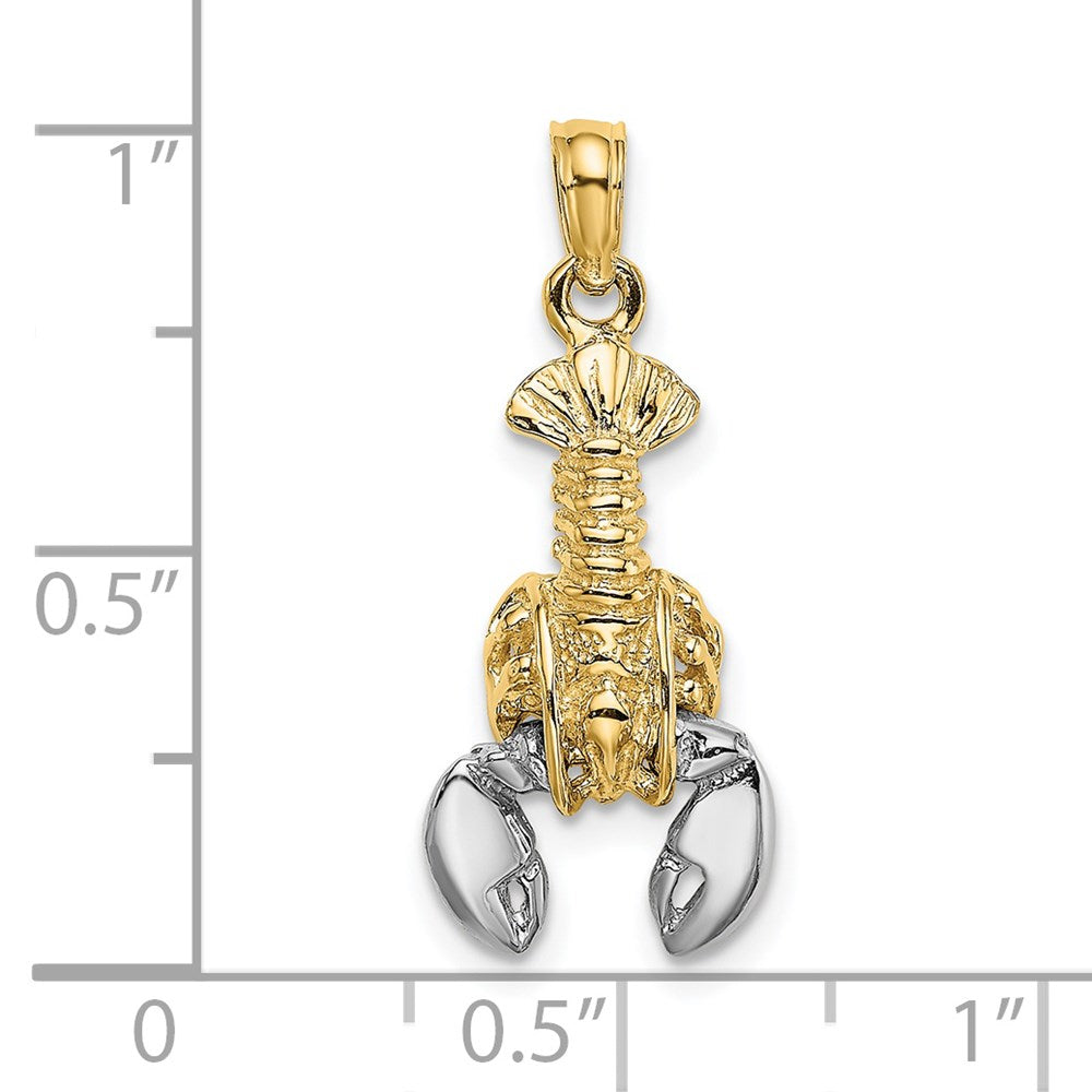 14k Yellow & Rhodium Gold with White Rhodium Moveable Lobster Charm