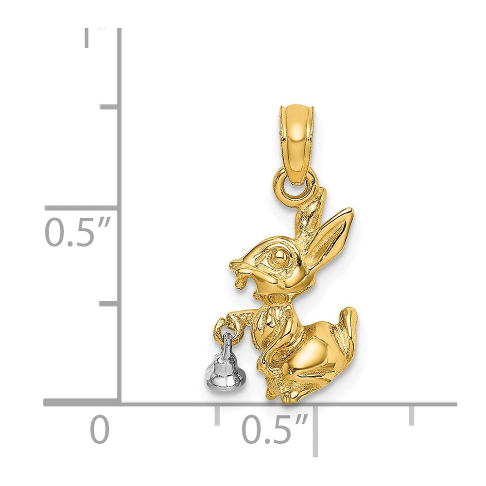 14k Two-tone Gold Two-tone Gold Moveable 3-D Bunny Rabbit Charm
