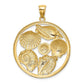 14k Yellow u0026 Rhodium Gold with White Rhodium Shell Cluster in Circle Charm