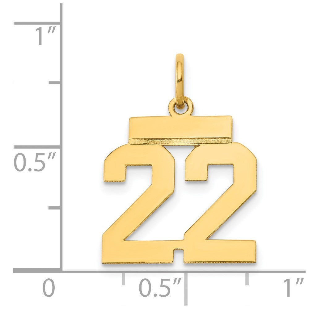 14k Yellow Gold Small Polished Number 22 Charm