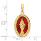 14k Yellow Gold Red Enameled Miraculous Medal Pendant