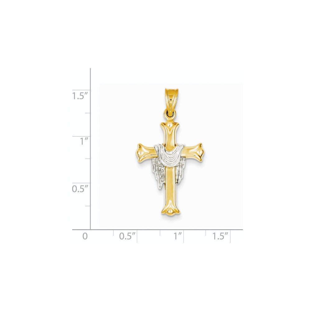 14k Two-tone Gold Draped Cross Pendant