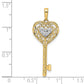 14k Yellow u0026 Rhodium Gold and White Rhodium Diamond-cut Heart Filigree Key Pendant