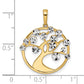 14k Yellow & Rhodium Gold w/White Rhodium Diamond-cut Tree of Life Pendant