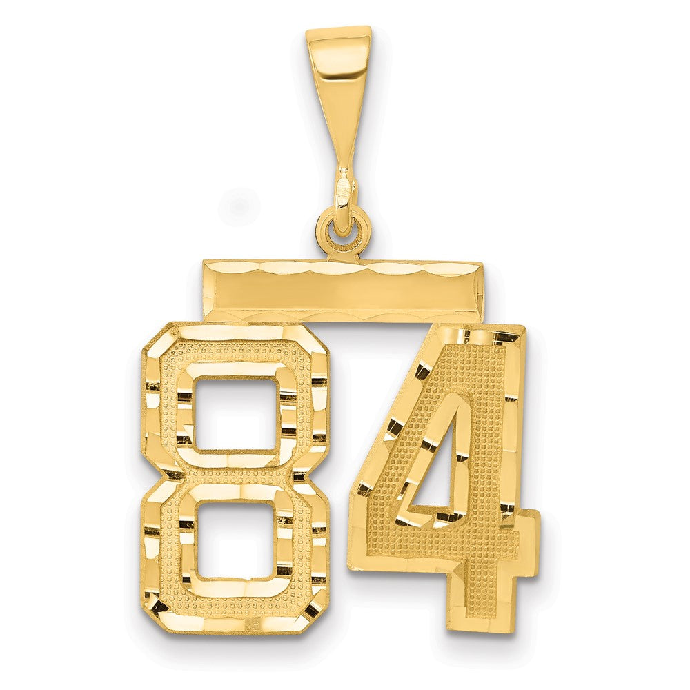 14k Yellow Gold Medium Diamond-cut Number 84 Charm
