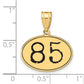 14k Yellow Gold Polished Number 85 Black Enamel Oval Pendant