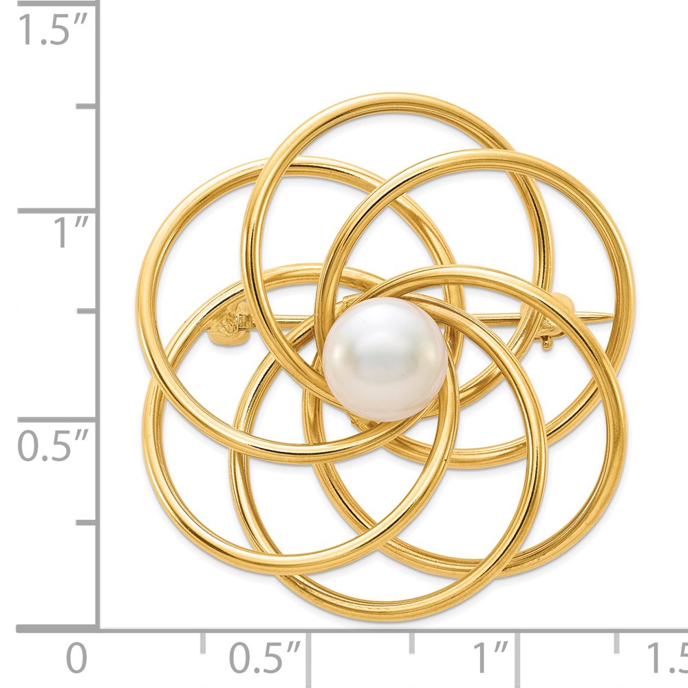 14k Yellow Gold FW Cultured Pearl Pin