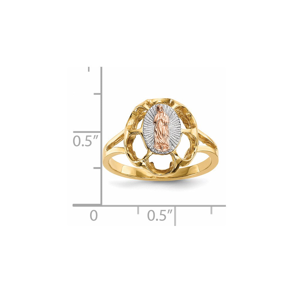 14k Two-tone Gold w/White Rhodium Polished Our Lady of Guadalupe Ring
