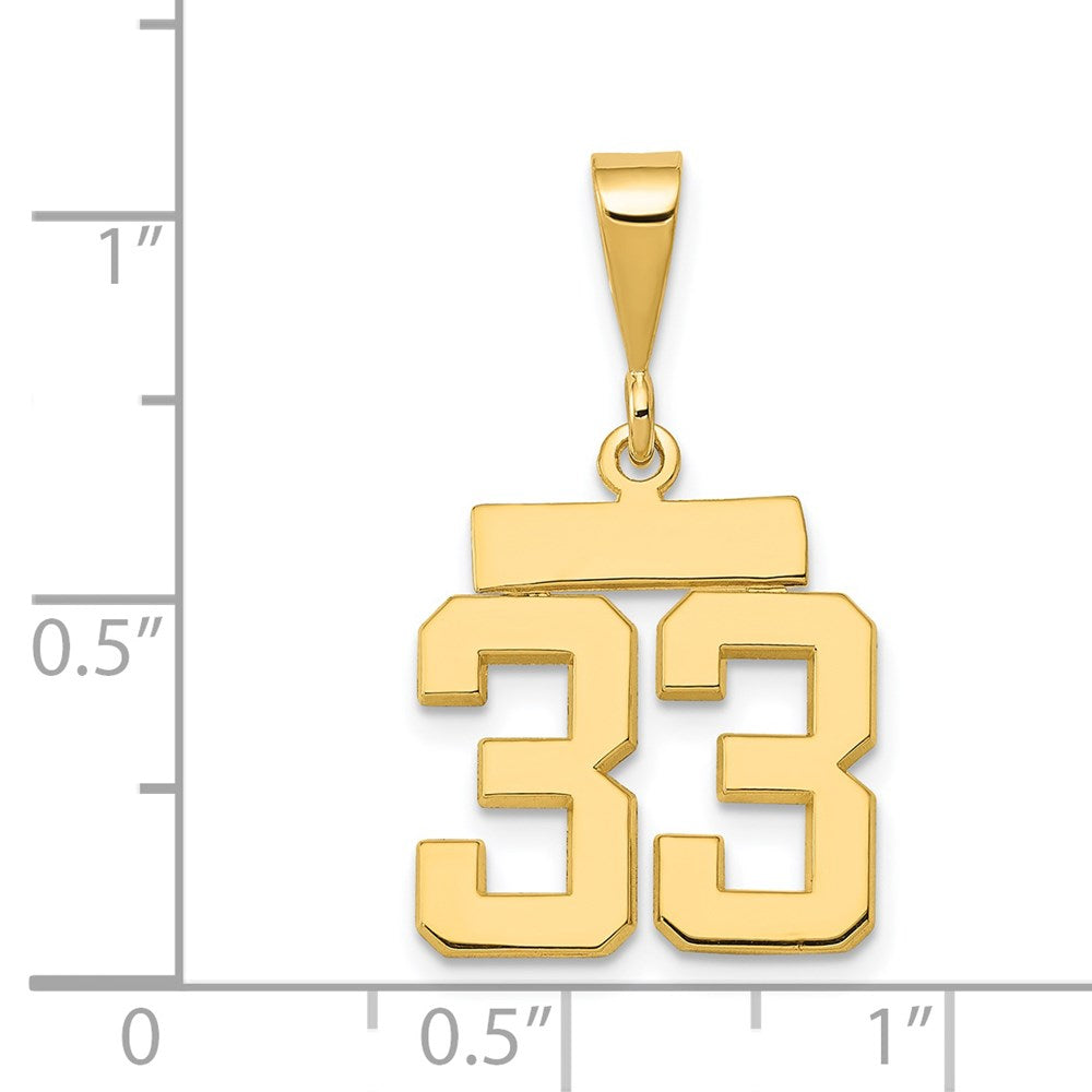 14k Yellow Gold Small Polished Number 33 Charm