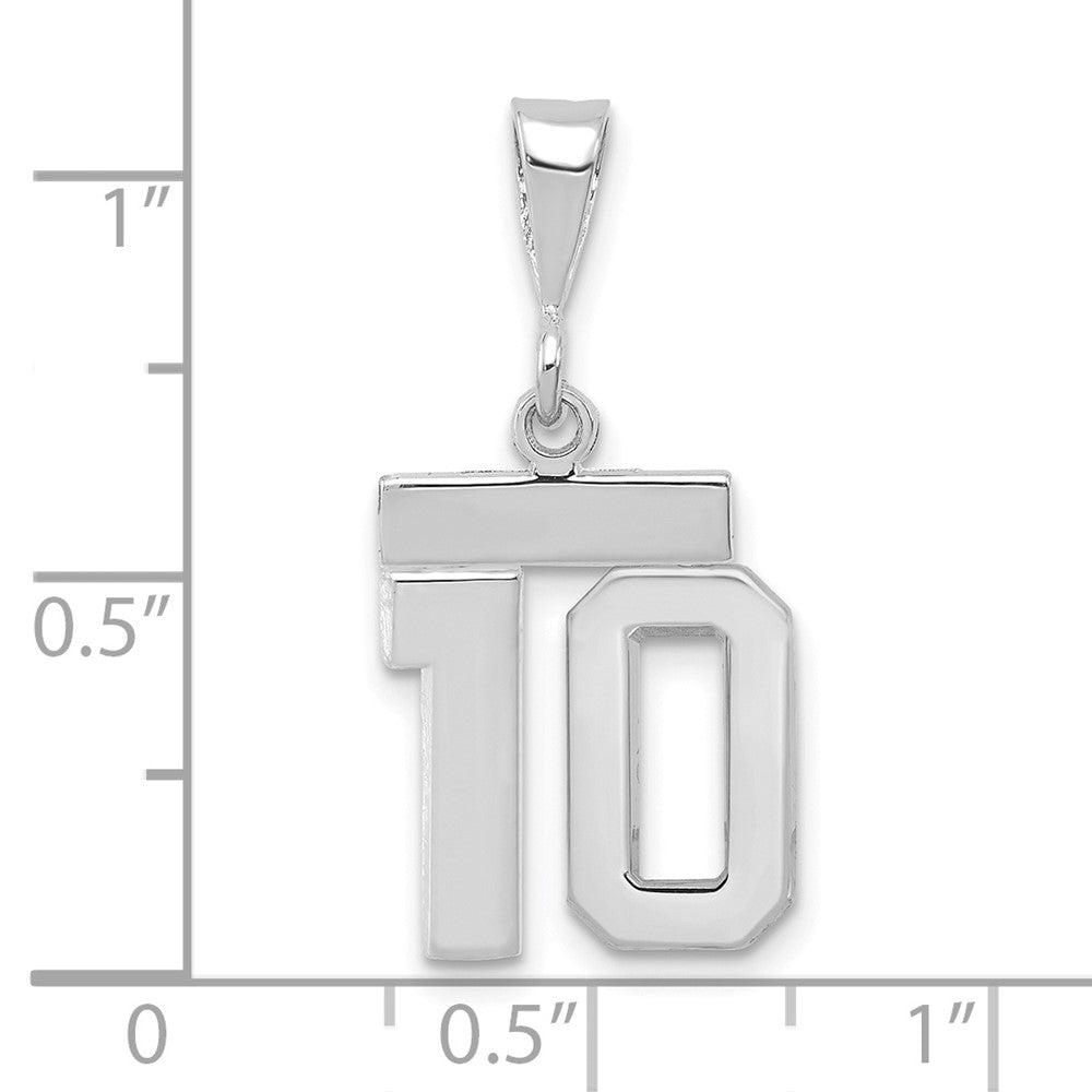 14k White Goldw Small Polished Number 10 Charm