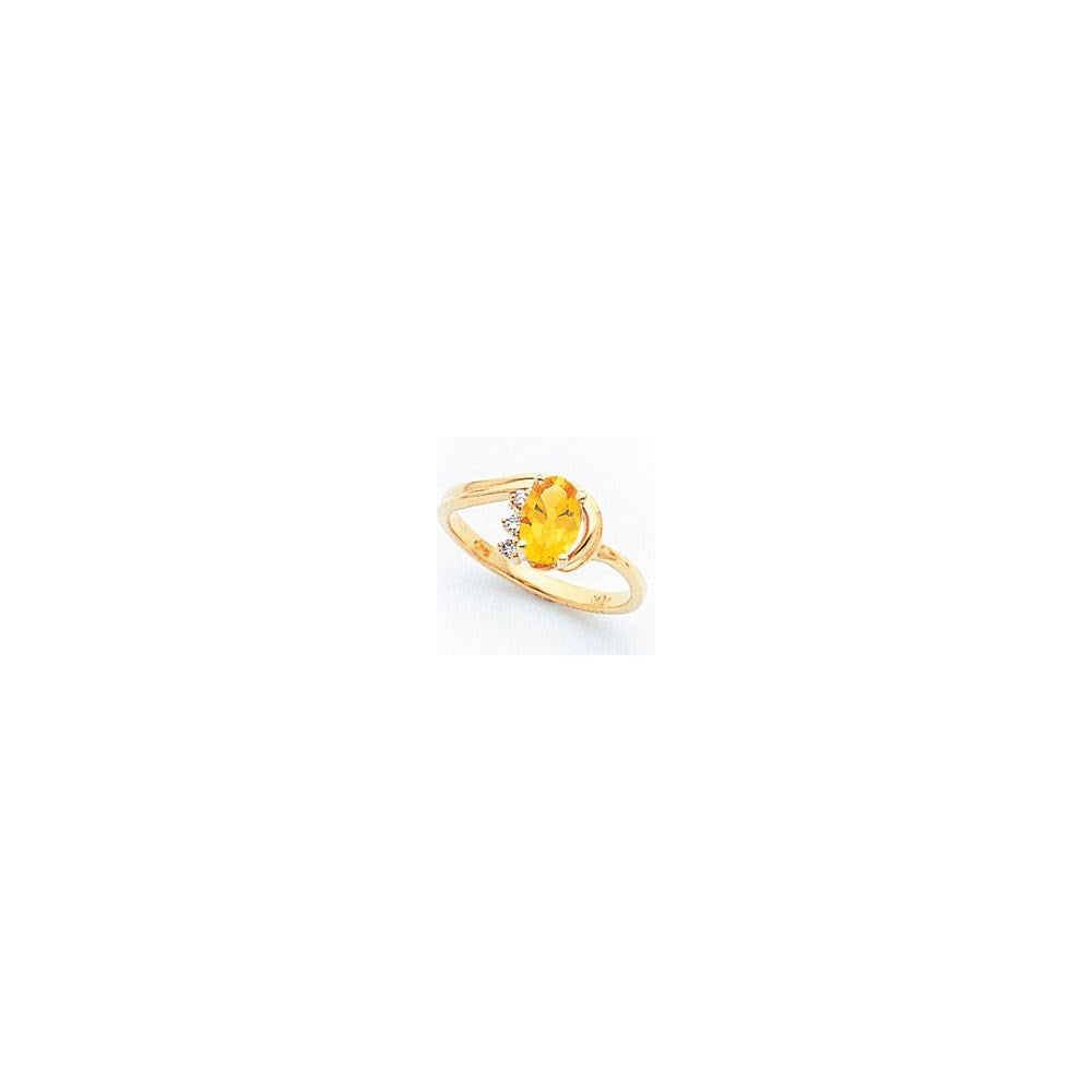 14k Yellow Gold 7x5mm Oval Citrine AAA Diamond ring
