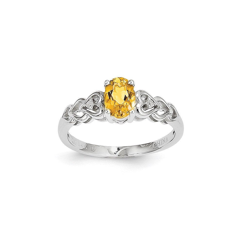 14k White Gold Citrine Diamond Ring